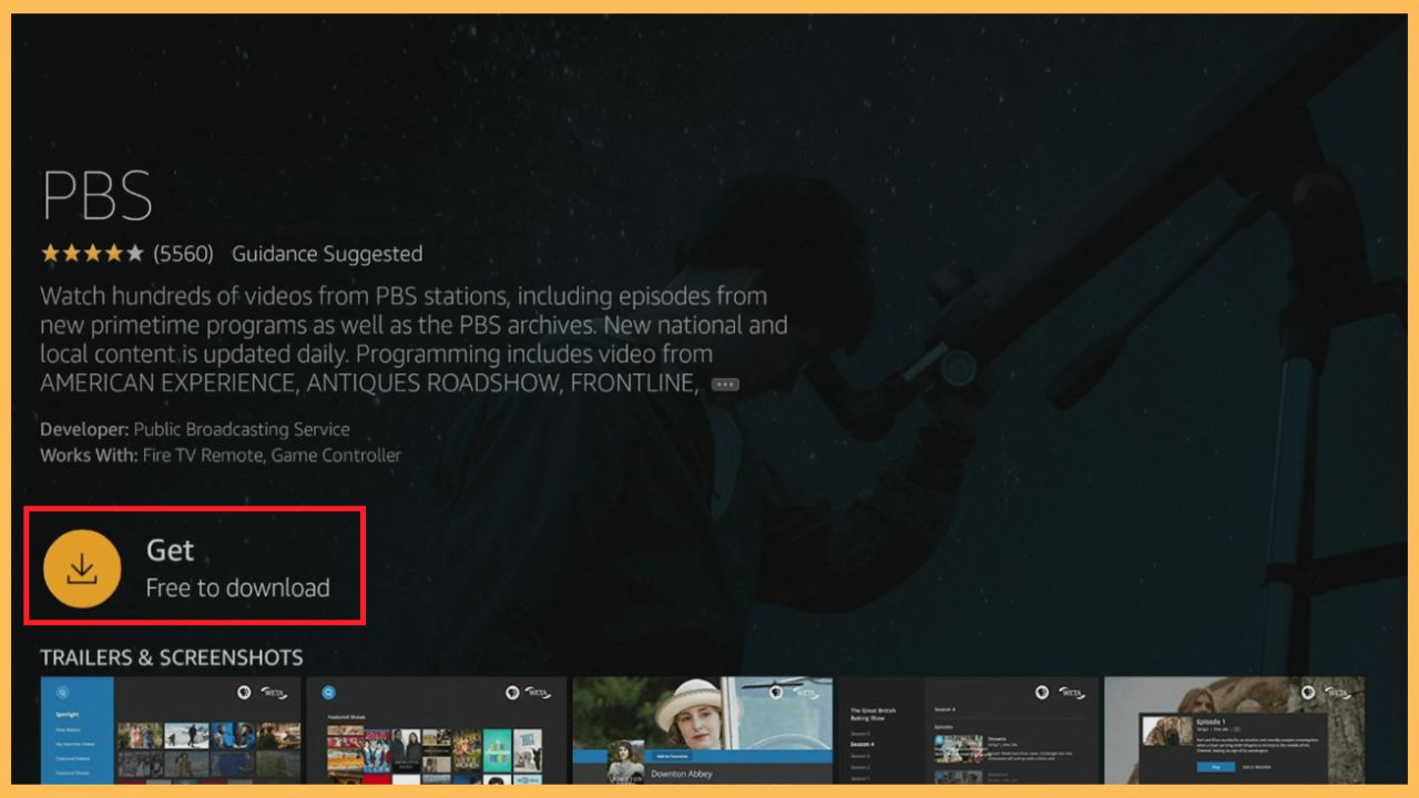 Tap on Get to download Area 51 on Firestick