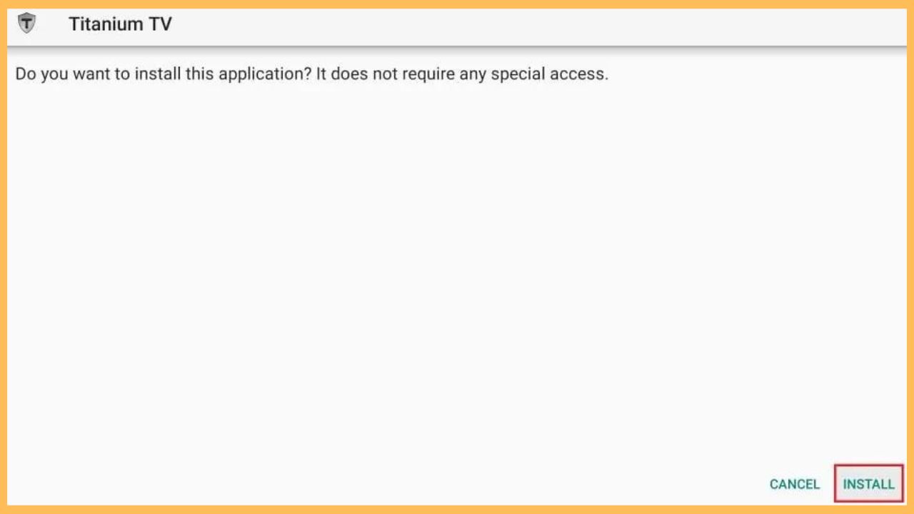 Tap on Install to get Titanium TV on Firestick