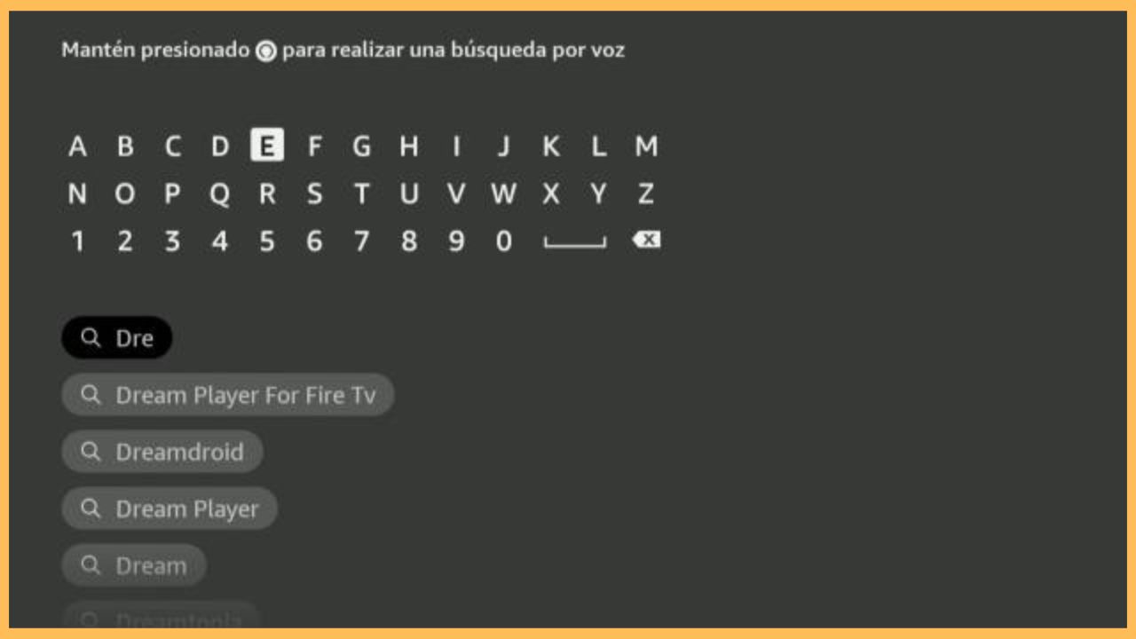 Type Dream Player TV on Firestick