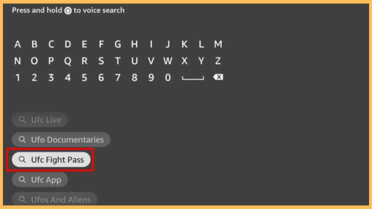 UFC on Firestick - Search for UFC