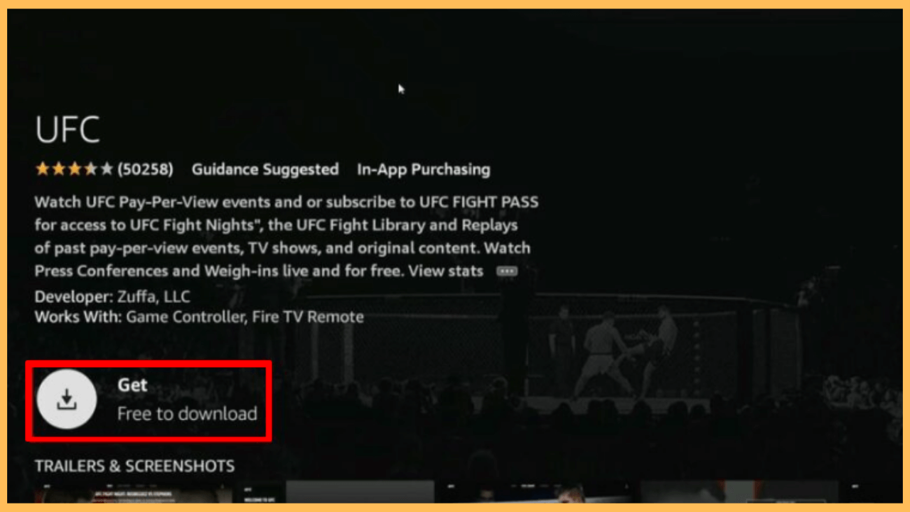 UFC on Firestick - Select Get