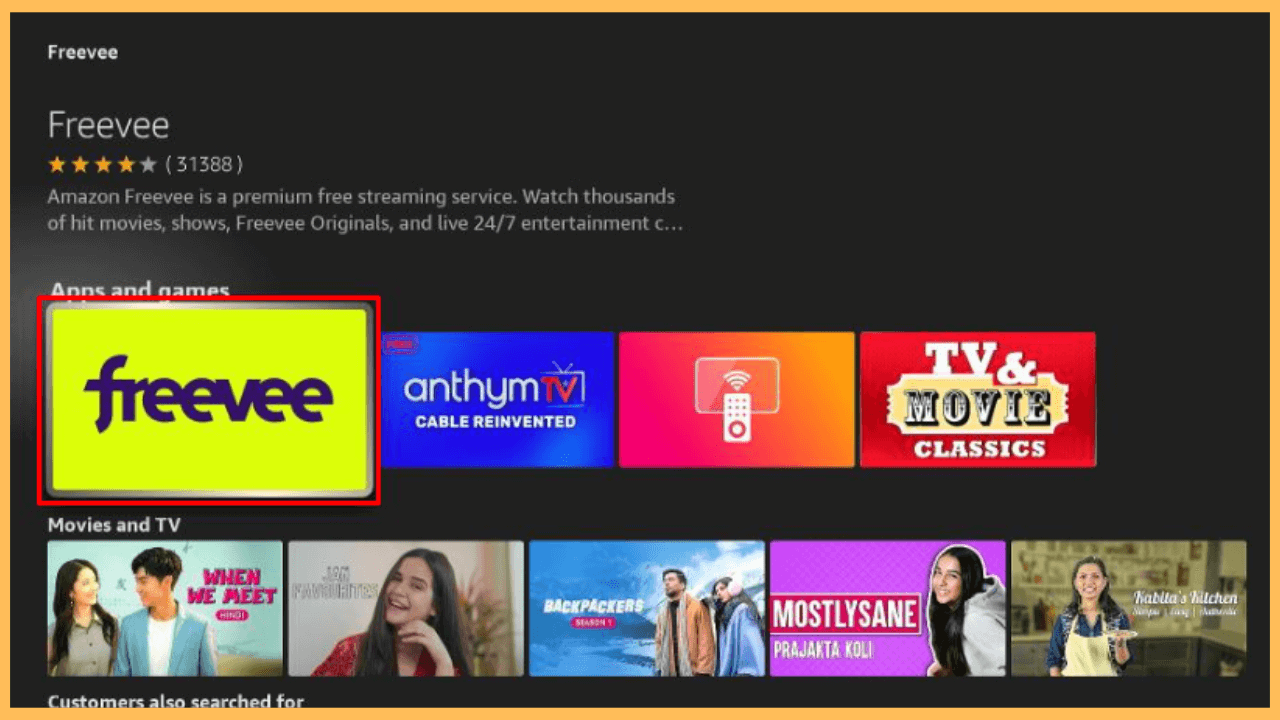 Select the Freevee app on Firestick