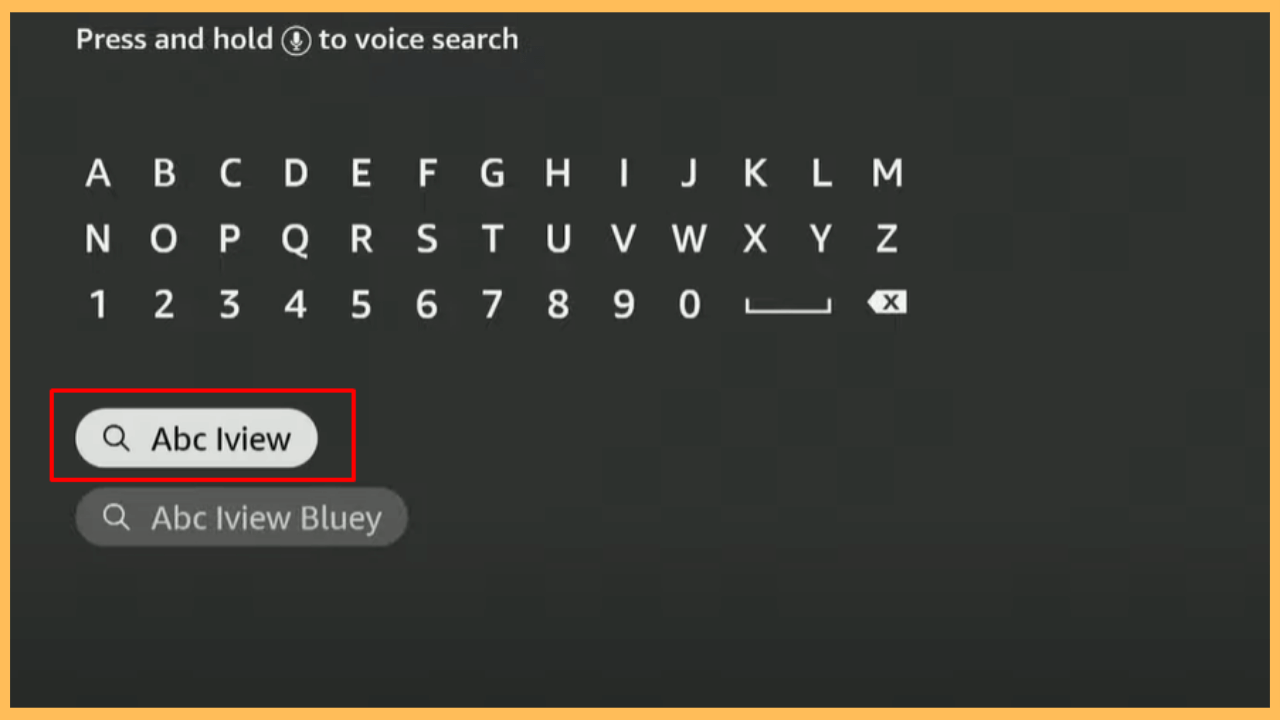 ABC iview on Firestick - Search for the app