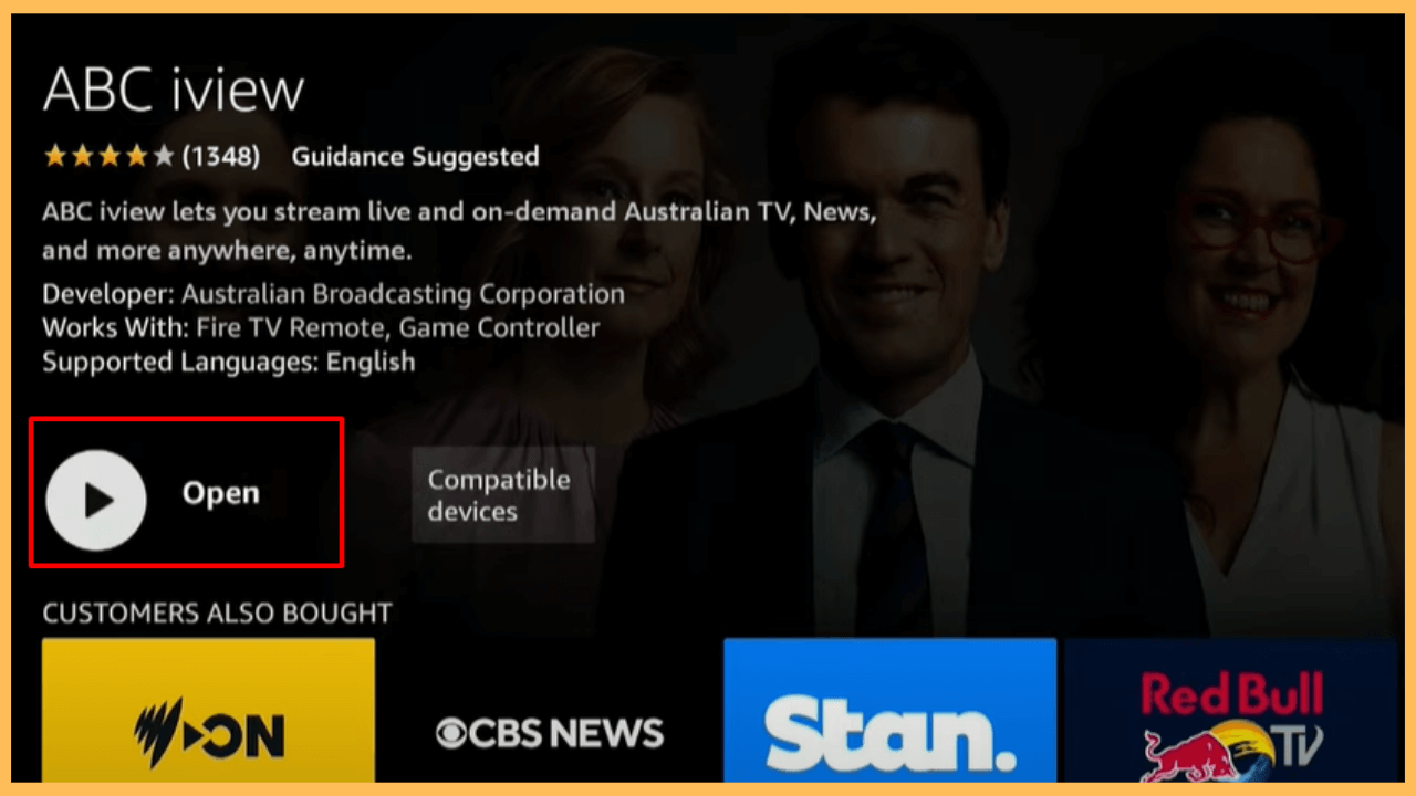 ABC iview on Firestick - Select Open