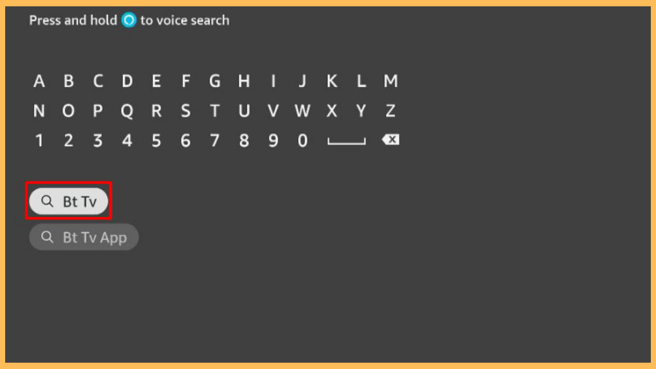 Search for BT TV app