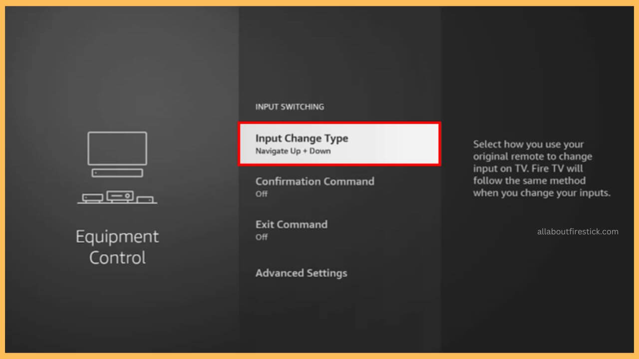 Choose the Input Device Type to change the input on Fire TV
