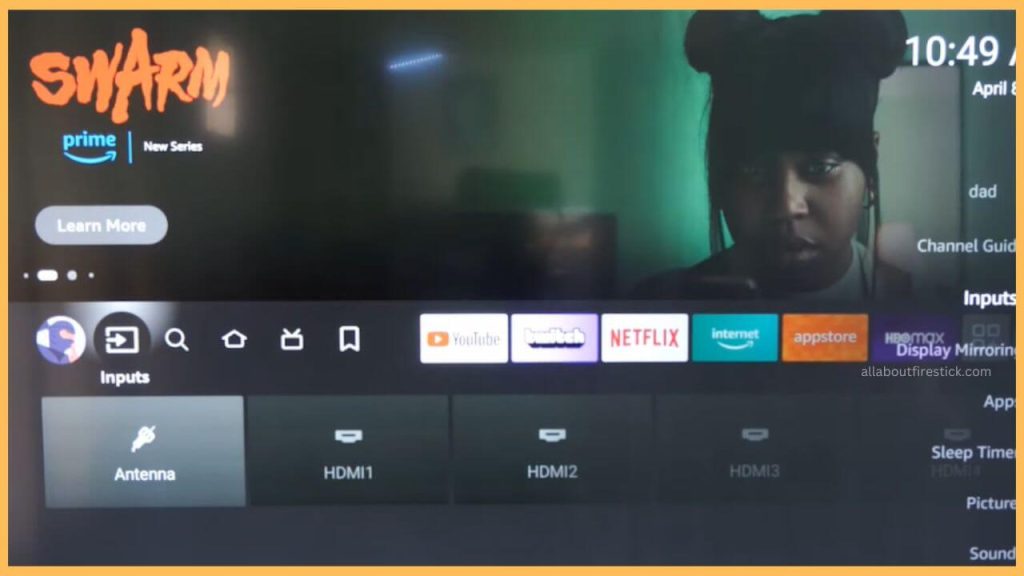 Choose Input Option to change it on your Fire TV