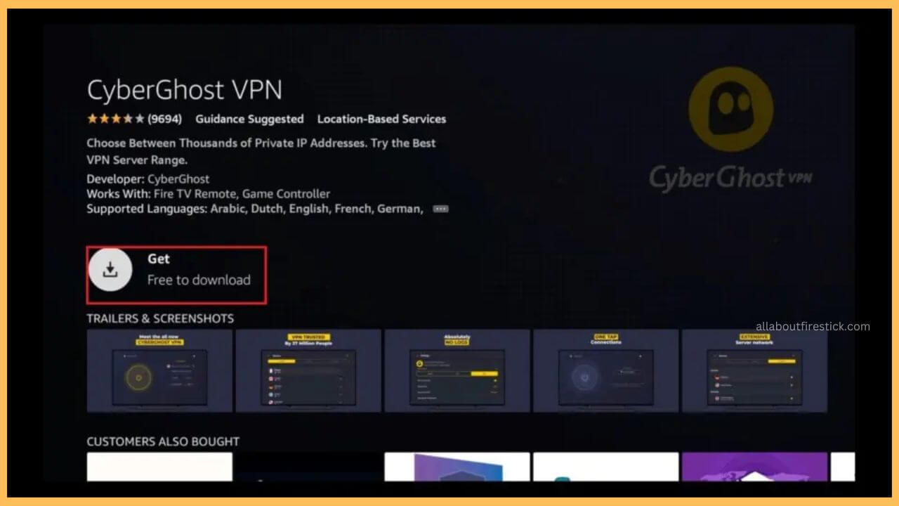 Hit Get on CyberGhost VPN