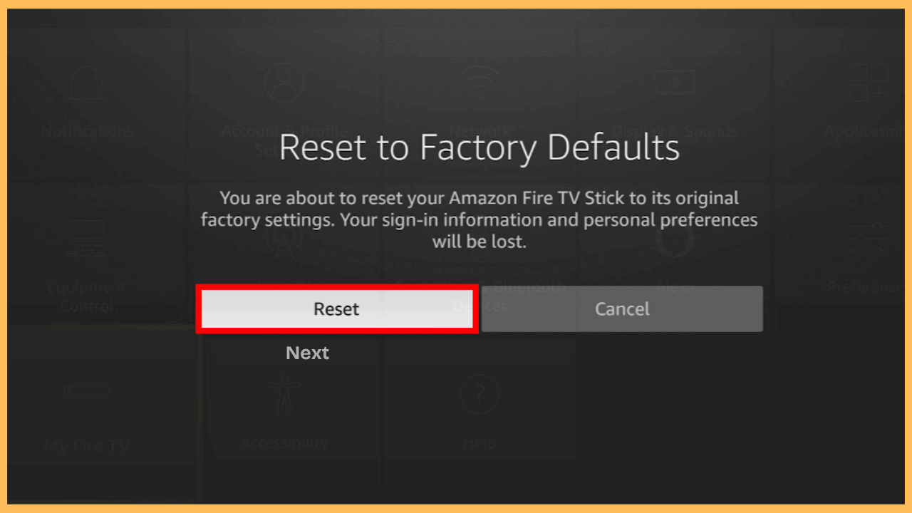 Firestick Black Screen - Reset your device