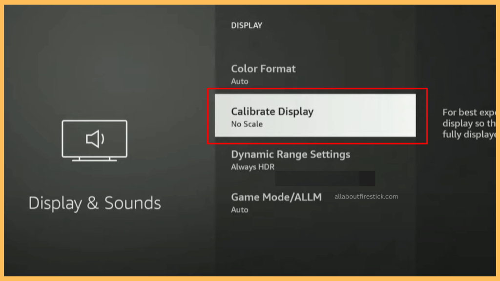 Go to Calibrate settings