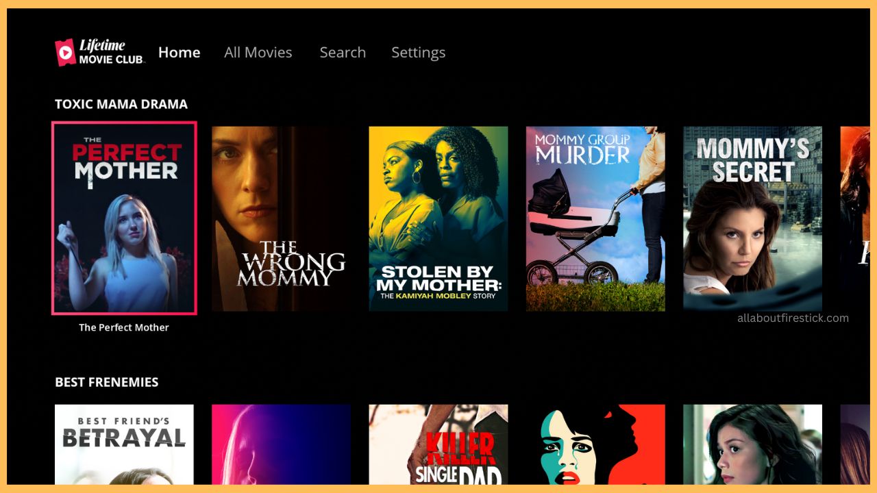 Lifetime Movie Club on Firestick