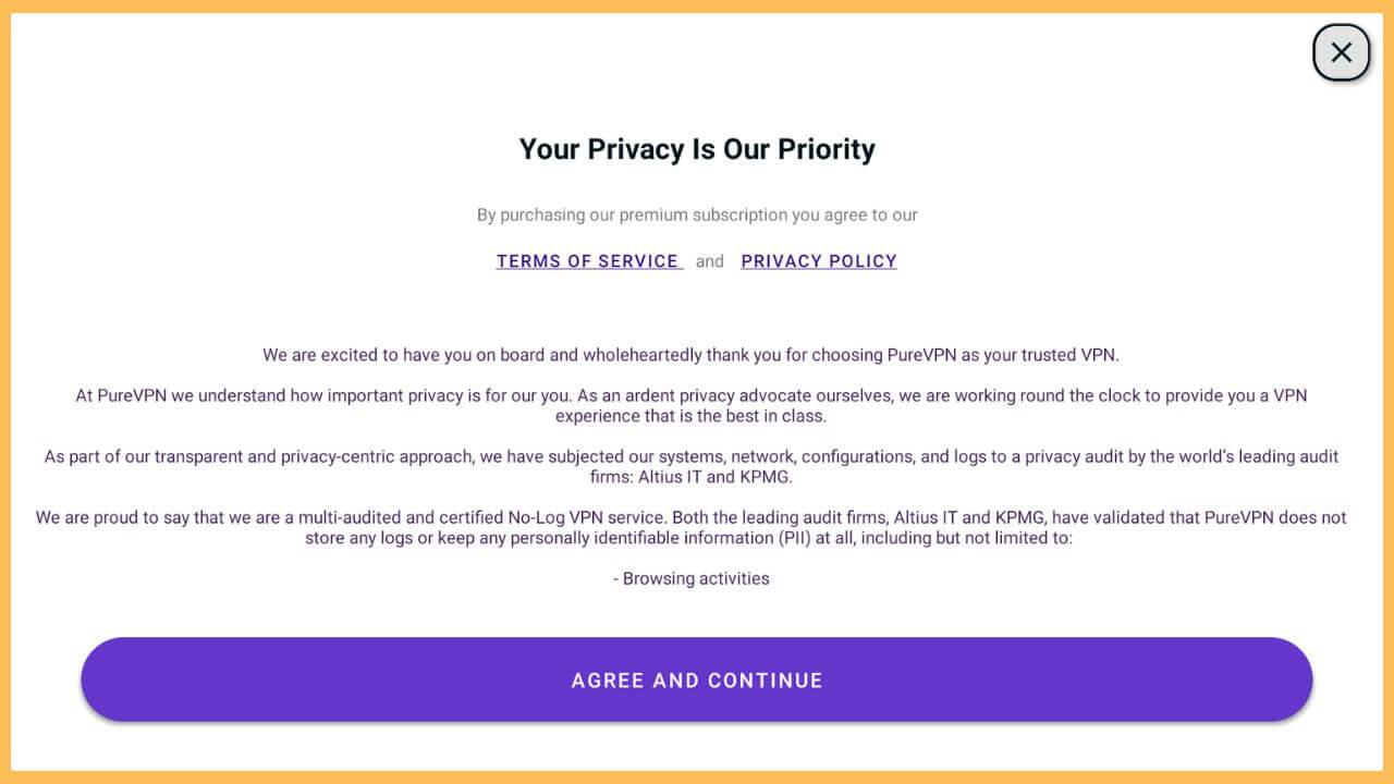 Tap Agree and Continue