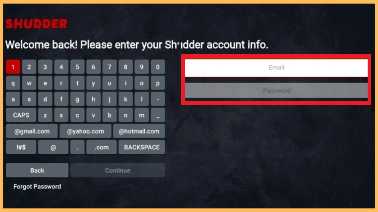 Shudder on Firestick - Login to your account