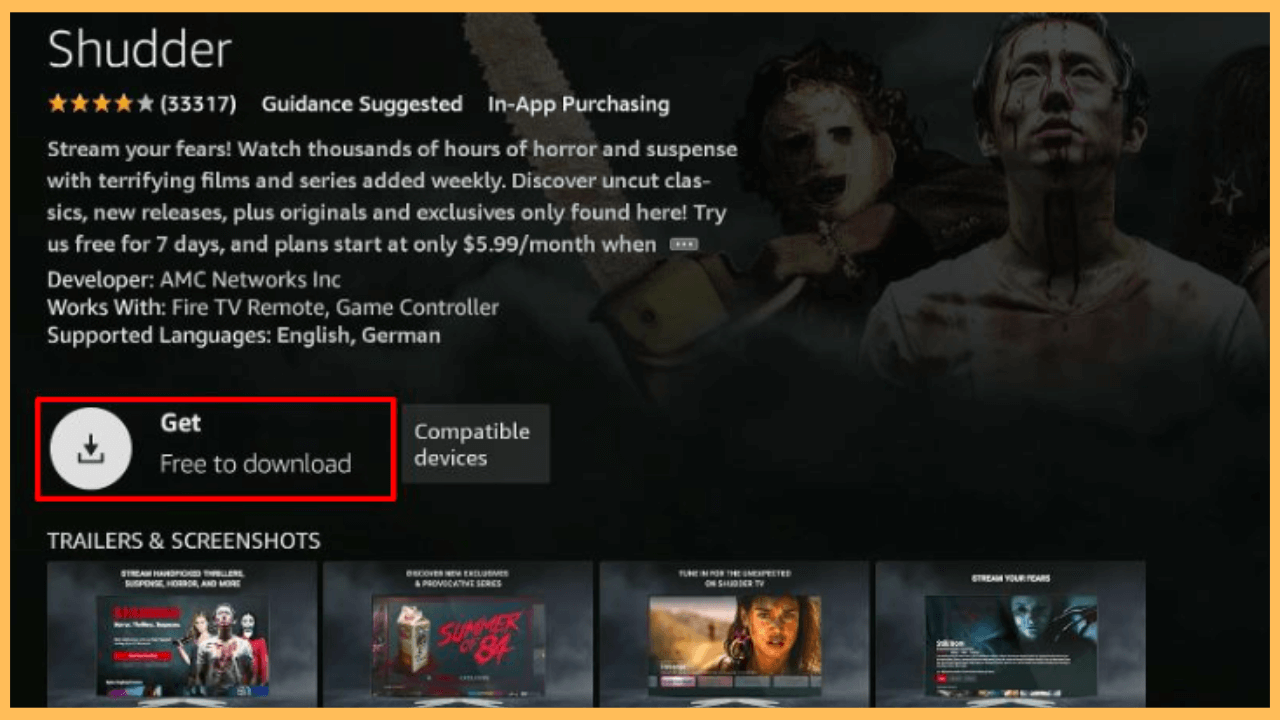 Shudder on Firestick - Select Get