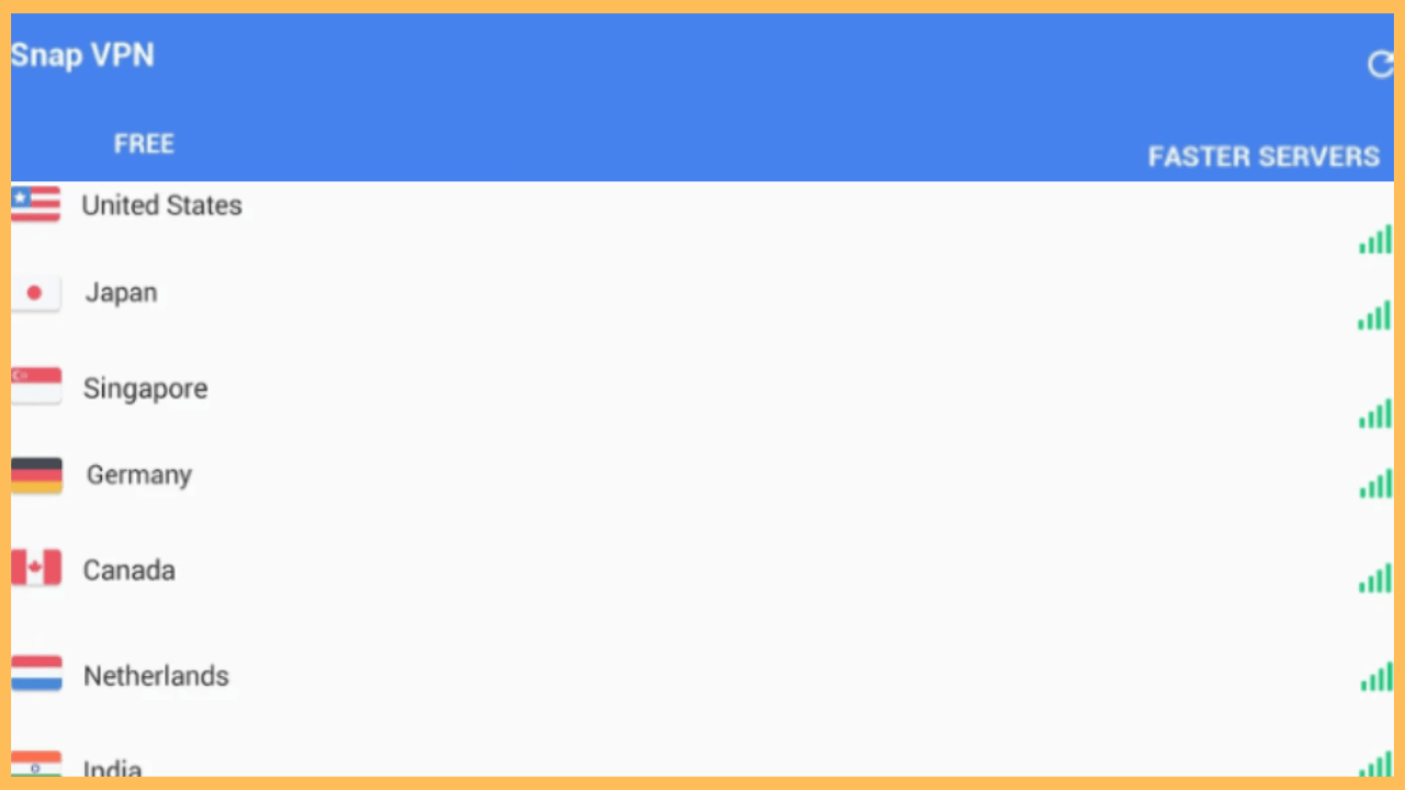 Snap VPN on Firestick -Choose a server