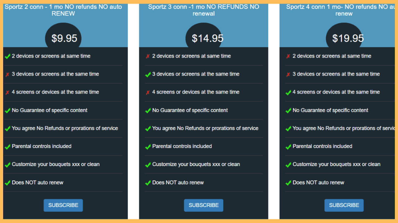 Sportz TV on Firestick - Choose the plan