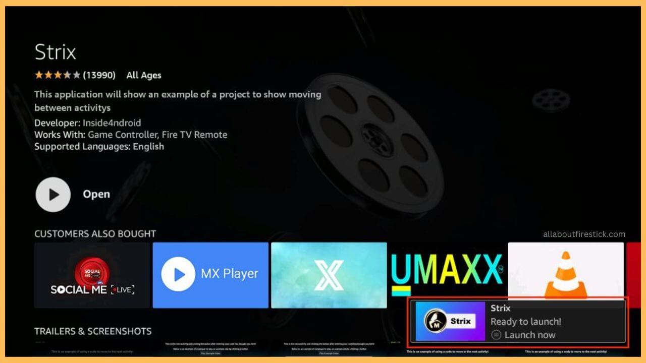 Choose Open on Firestick