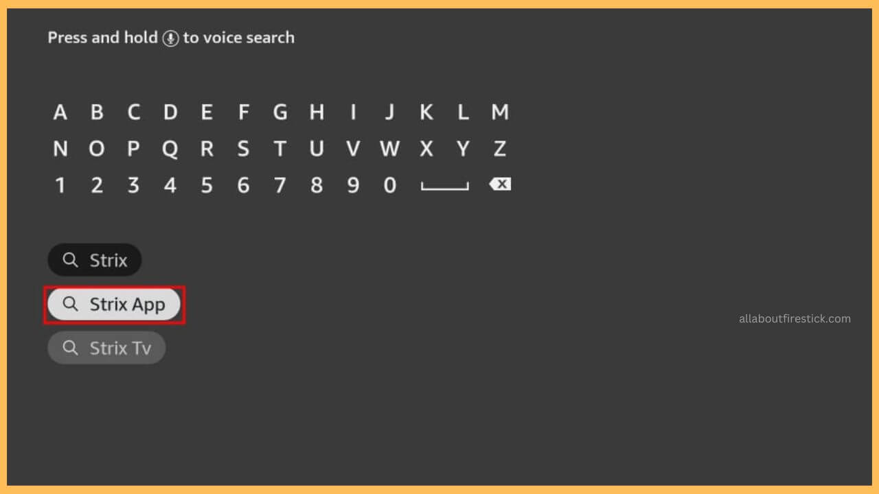 Enter Strix on Search Bar
