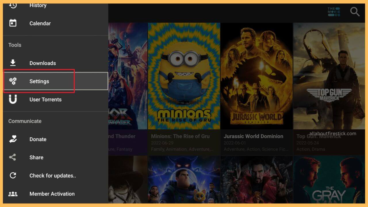 Select Settings - Trakt on Firestick