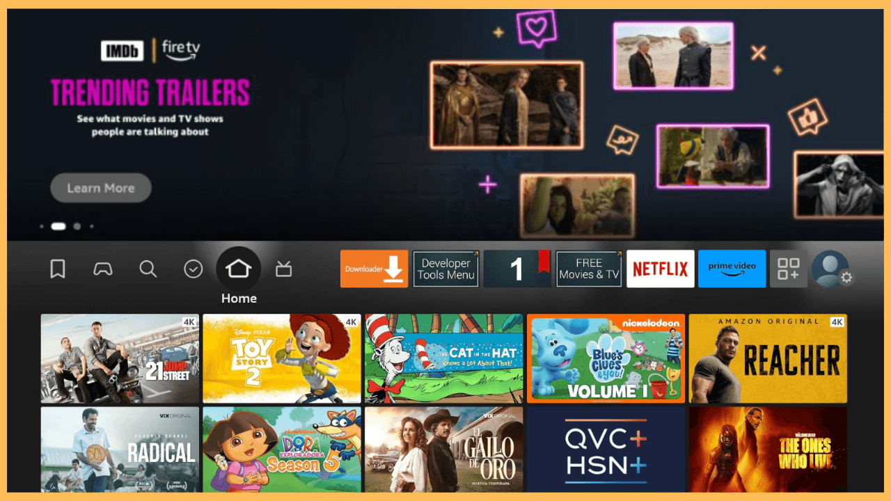 YesPlayer on Firestick - Home Screen