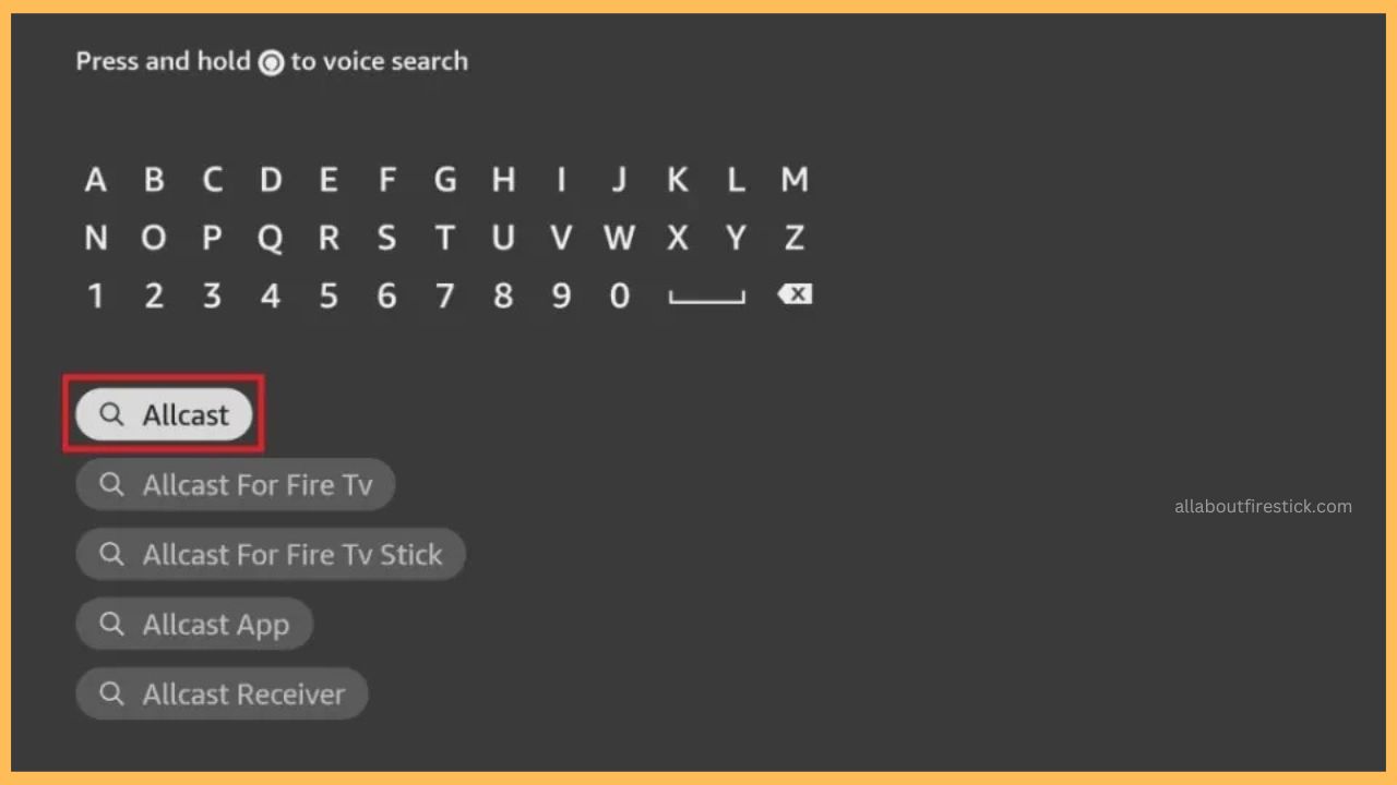 Search AllCast - AllCast on Firestick