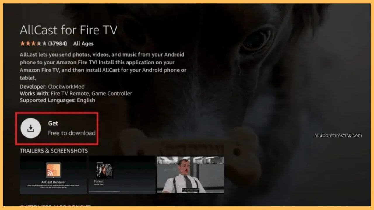 Choose Get Button - AllCast on Firestick