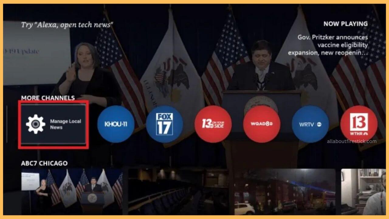 Click Manage Local News on Amazon Newes on Firestick