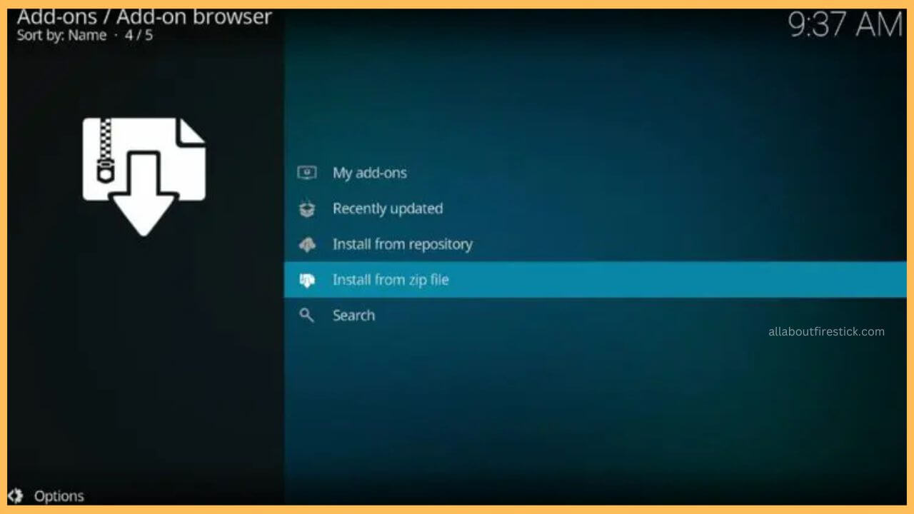 Choose Install from ZIP file