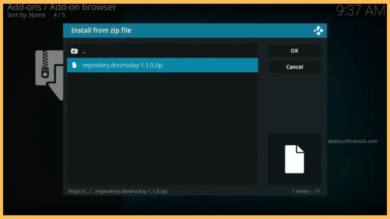 Hit OK - BK Nox Kodi Build on Firestick