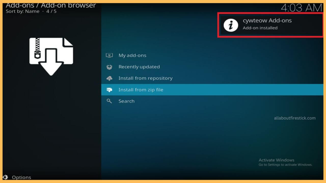 Installation Message - GoGoAnime on Firestick