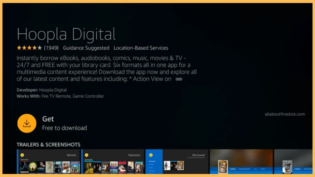 Hit Get - Hoopla on Firestick