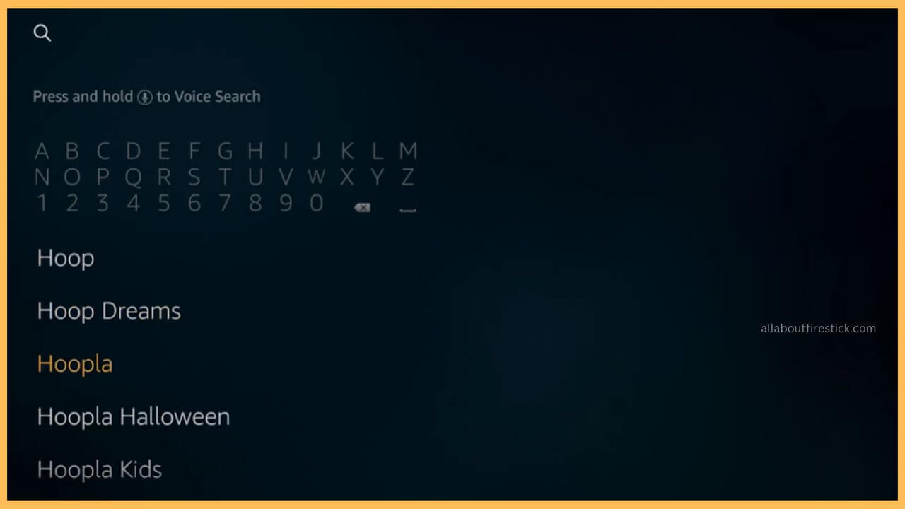 Search Hoopla on Firestick