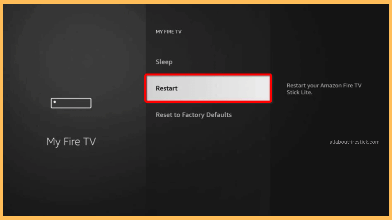 Choose Restart - Stop Firestick Buffering