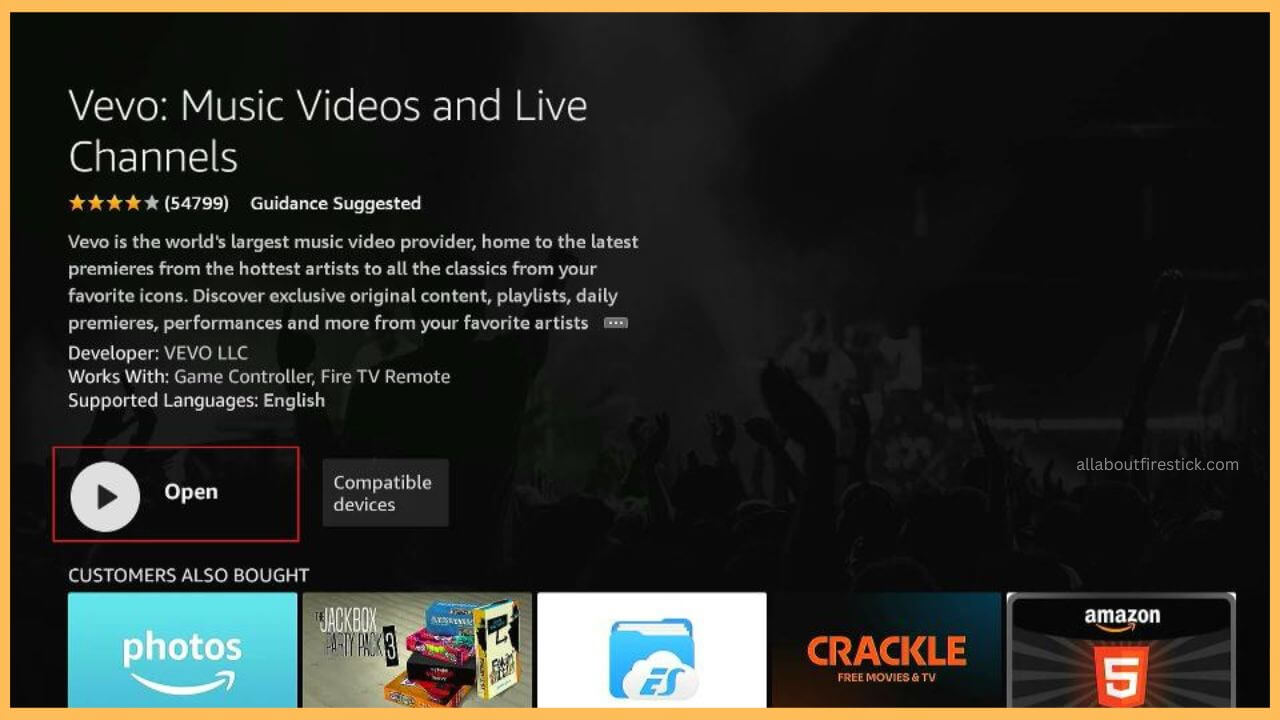 Choose Get - Vevo on Firestick