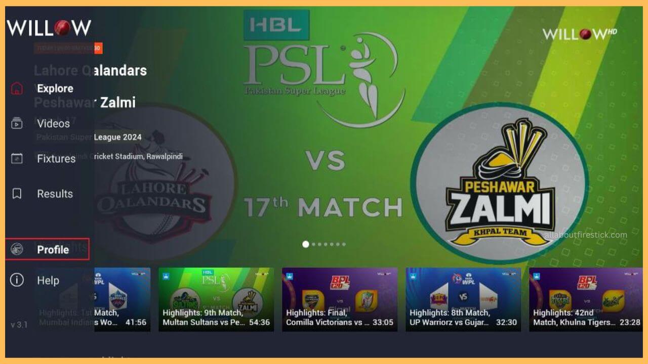 Choose Profile on Willow TV Firestick