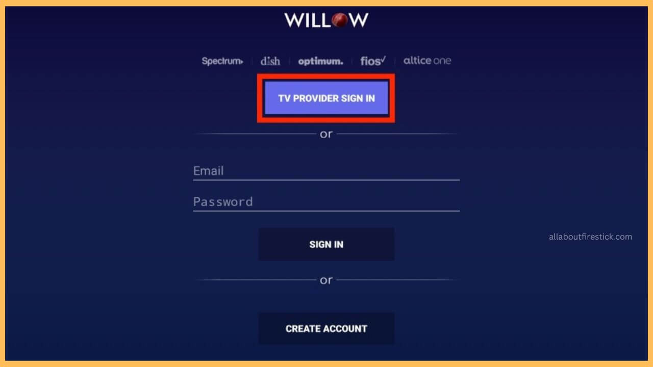 Choose TV Prvoider Sign IN