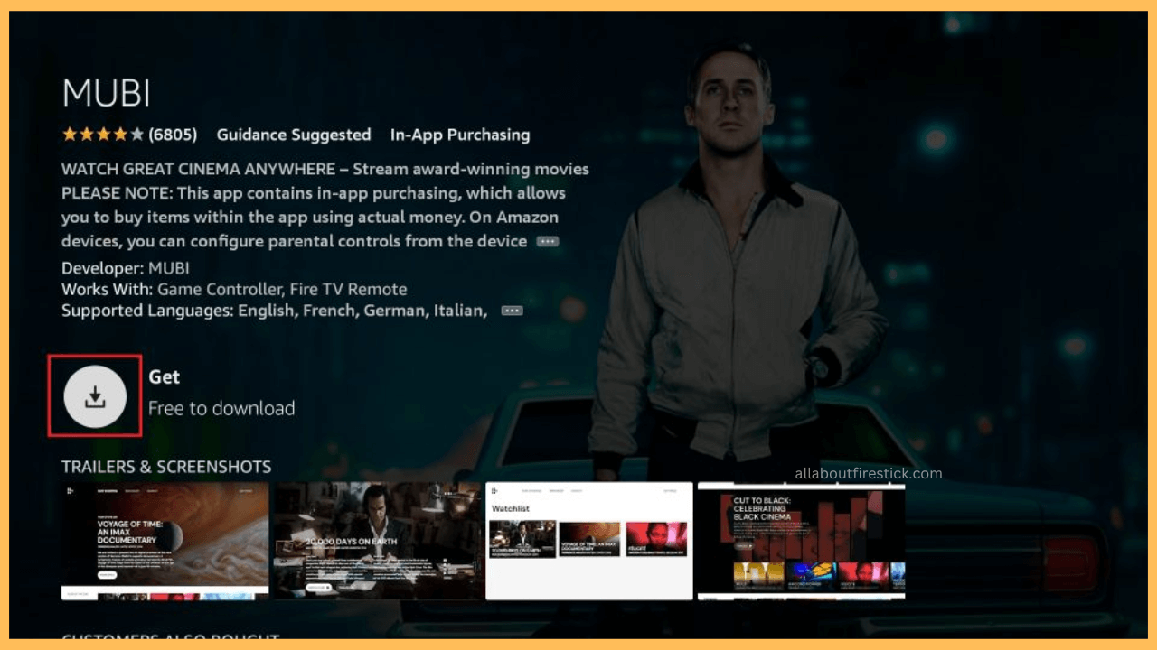 Click Get to install the MUBI app