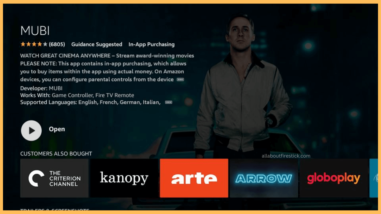 Open MUBI on Firestick