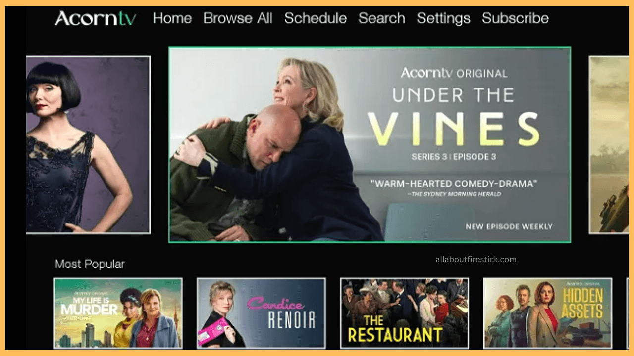 Explore and watch the desired Acorn TV content