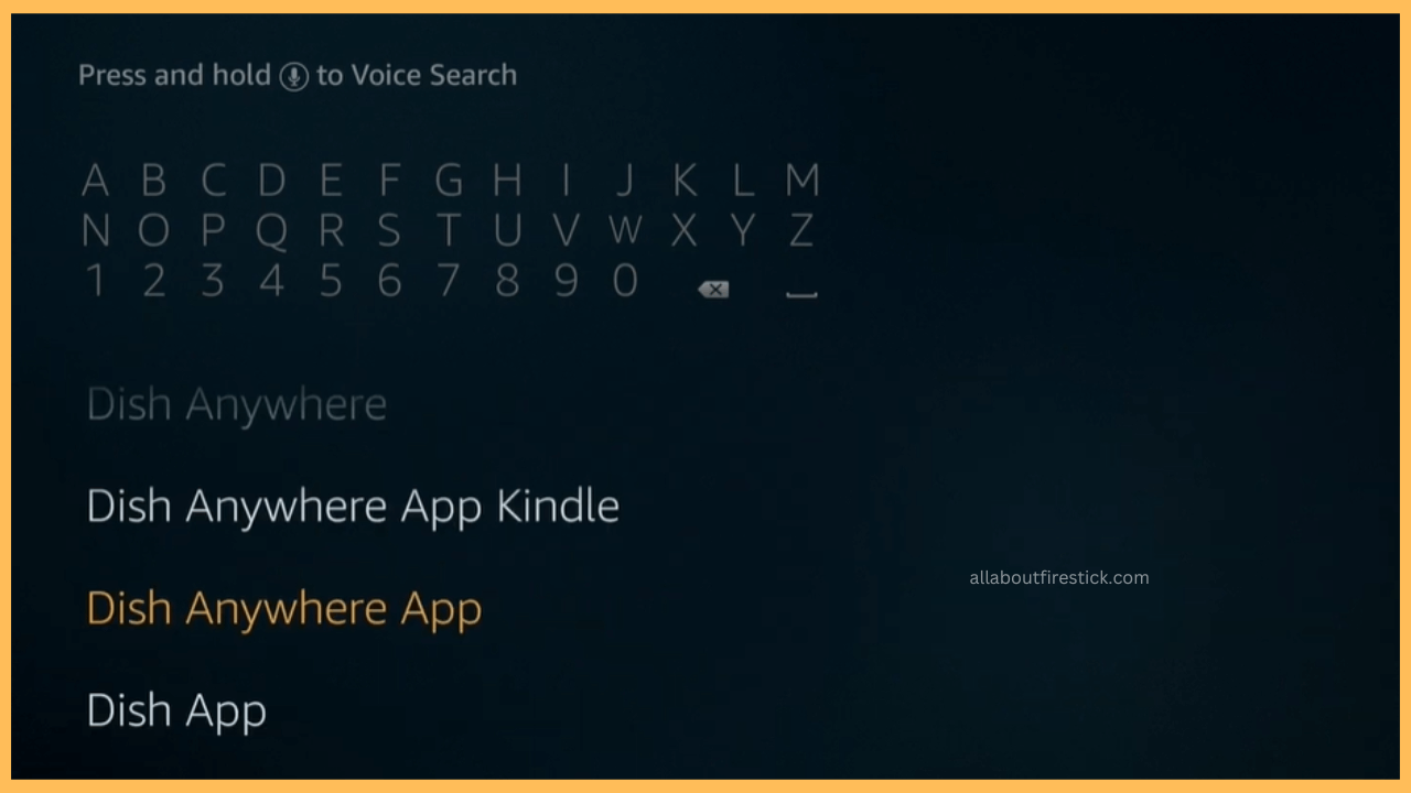 Search for Dish Anywhere App