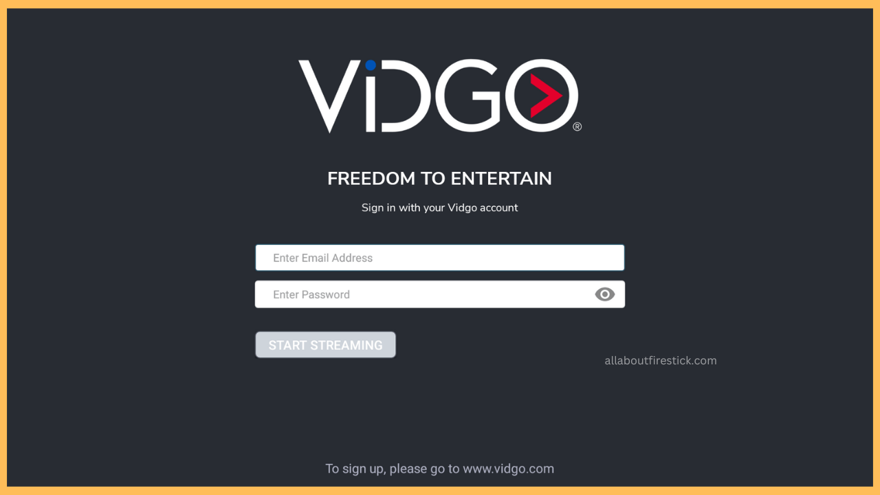 Sign In to Vidgo on Firestick