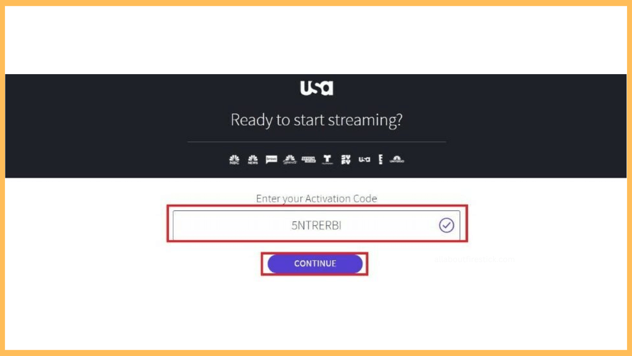 Enter the code and click Continue