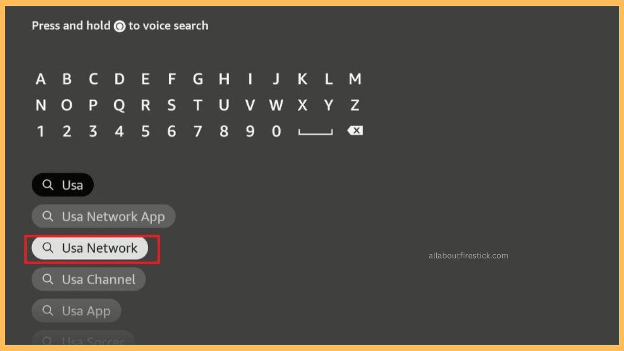 Enter USA Network and search for it
