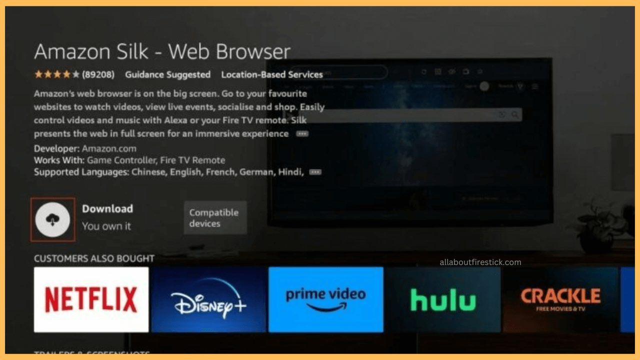 Click Download to install Silk Browser
