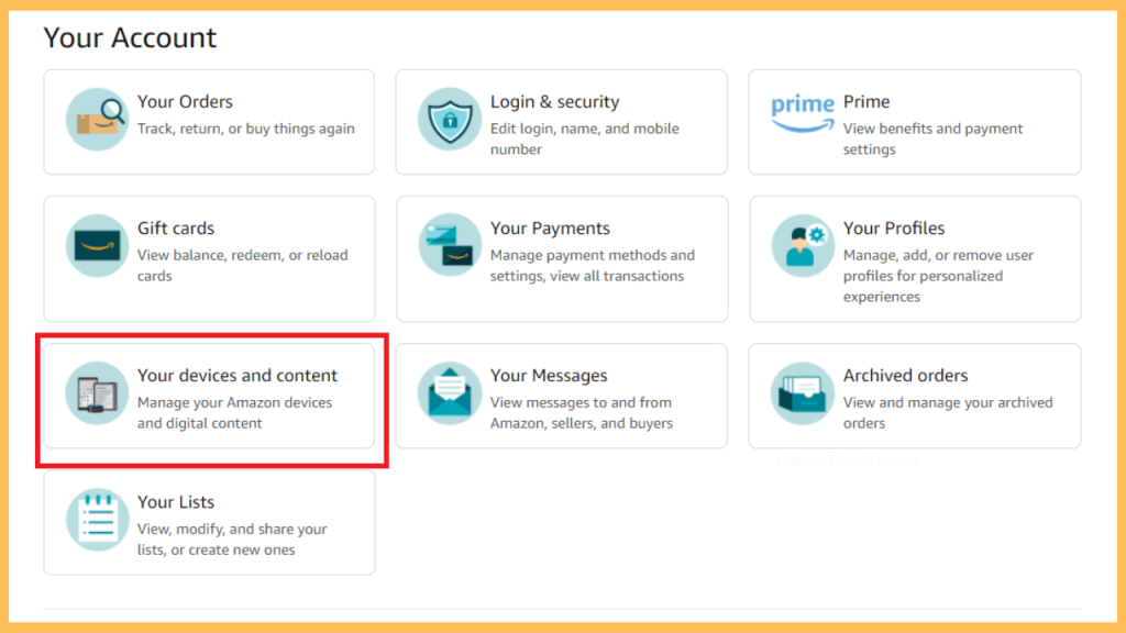 Select Your Content and Devices option