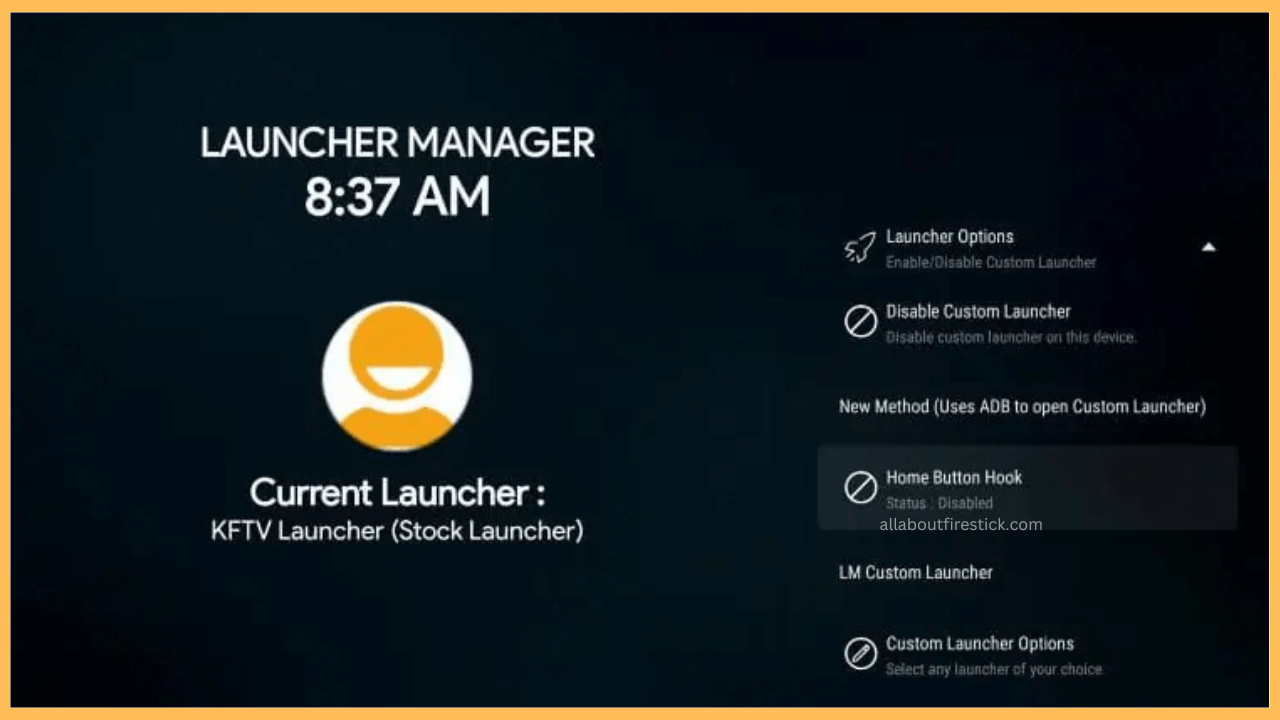 Launcher Manager on Firestick - Tap Home Hook Button